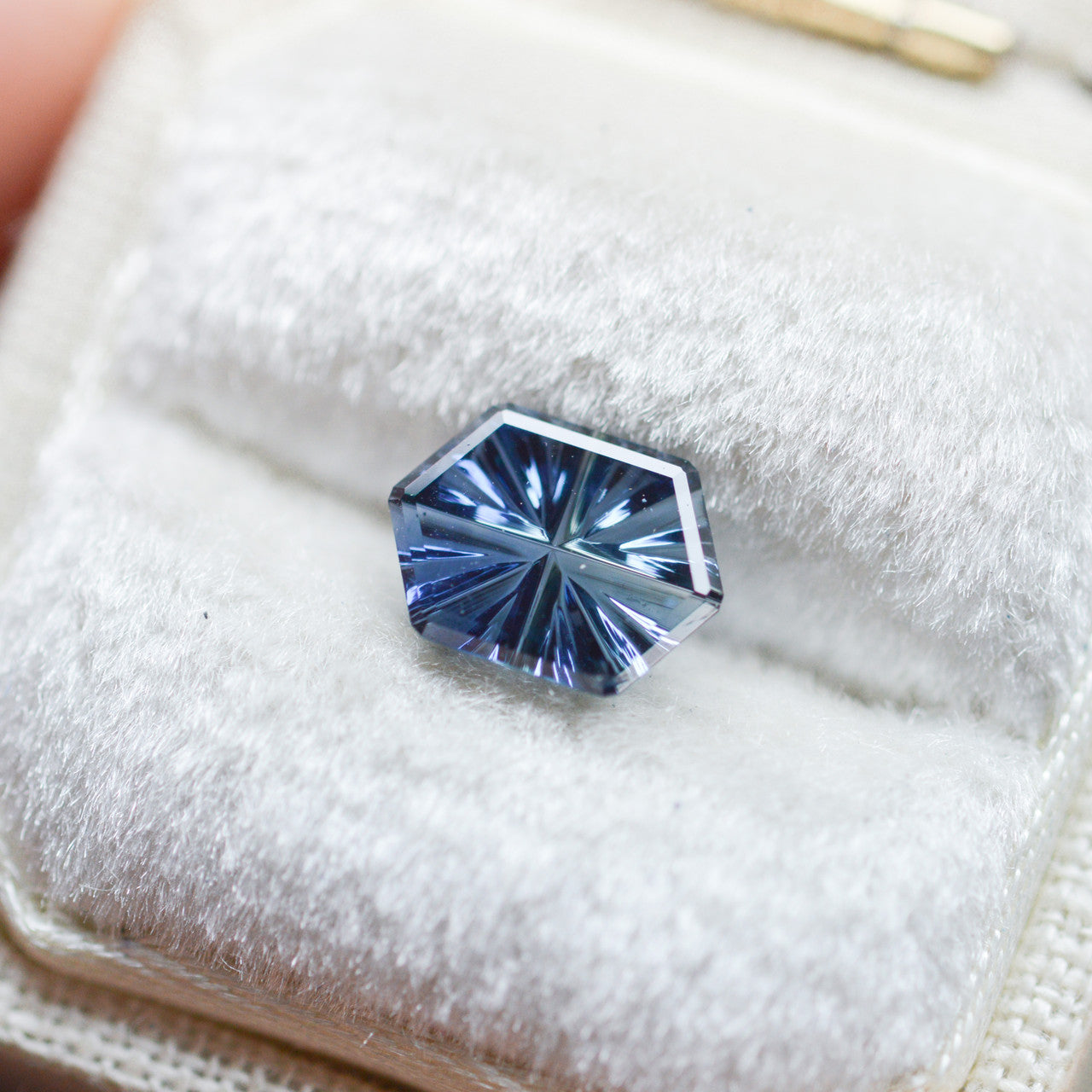 Brilliant Teal Blue Hexagon Sapphire StarBrite™ Cut by John Dyer