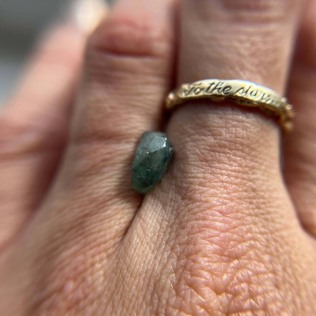 Organically Faceted Oval Rough Australian Blue Green Sapphire