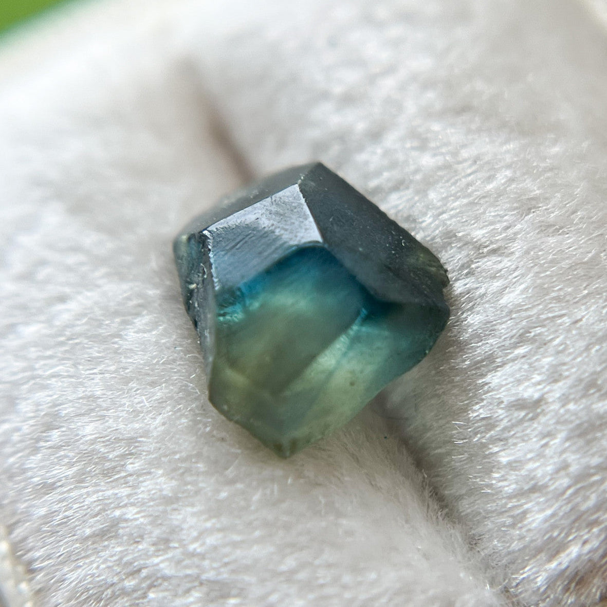 Organically Faceted Parti Color Teal Green Rough Australian Sapphire