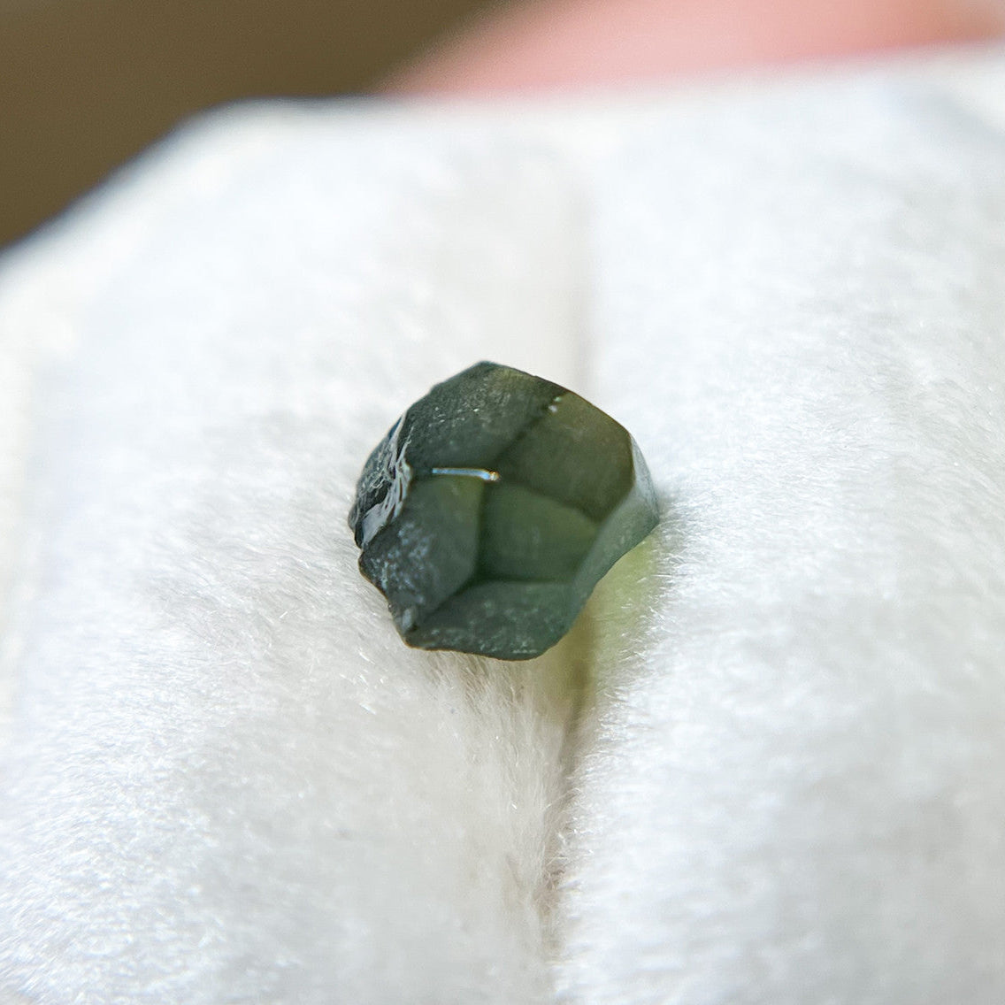 Organically Faceted Deep Green Australian Sapphire