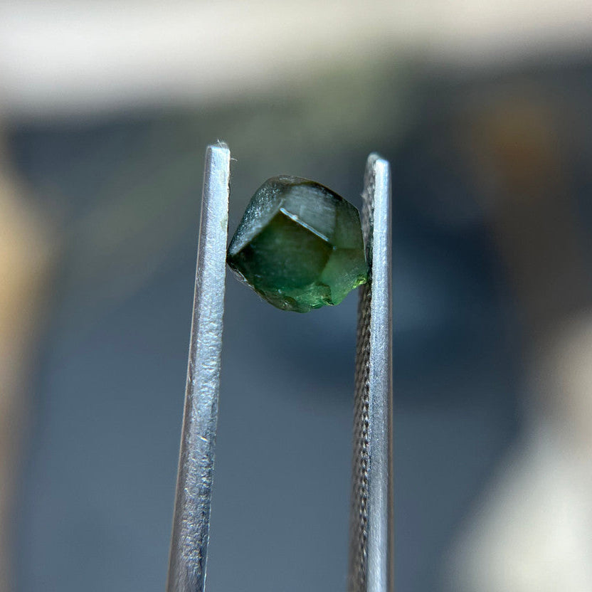 Organically Faceted Deep Green Australian Sapphire