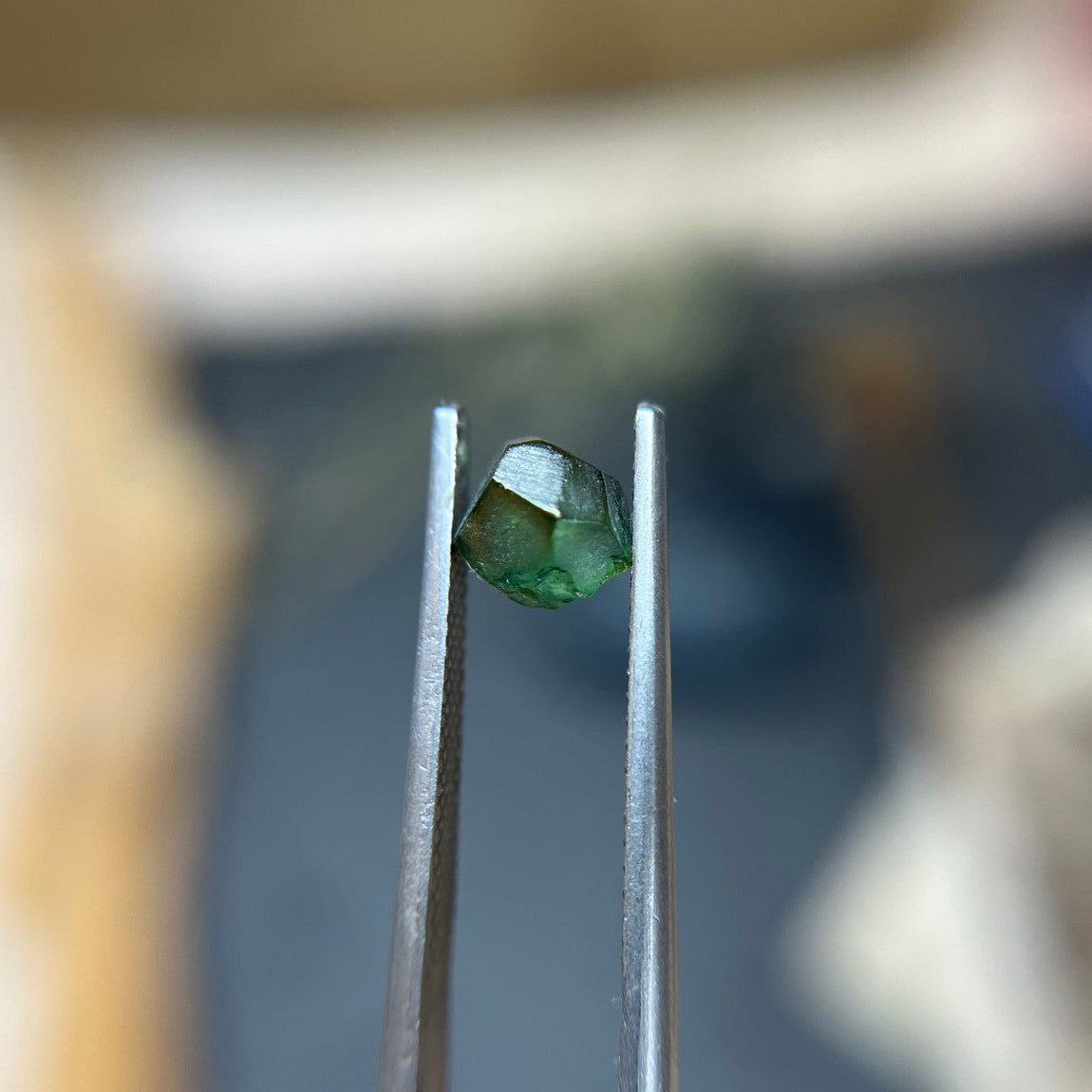 Organically Faceted Deep Green Australian Sapphire