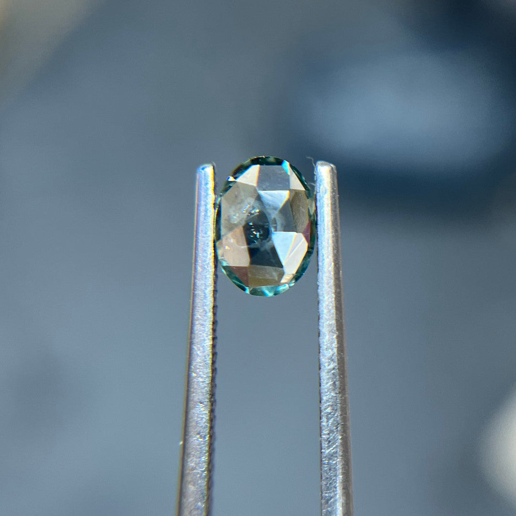 Teal Oval Rose Cut Montana Sapphire