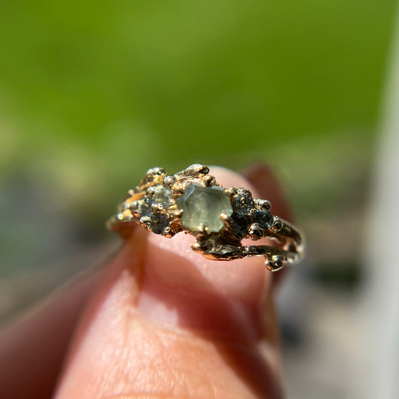 OOAK - Feyre Hexagonal Cut Montana Sapphire Ring