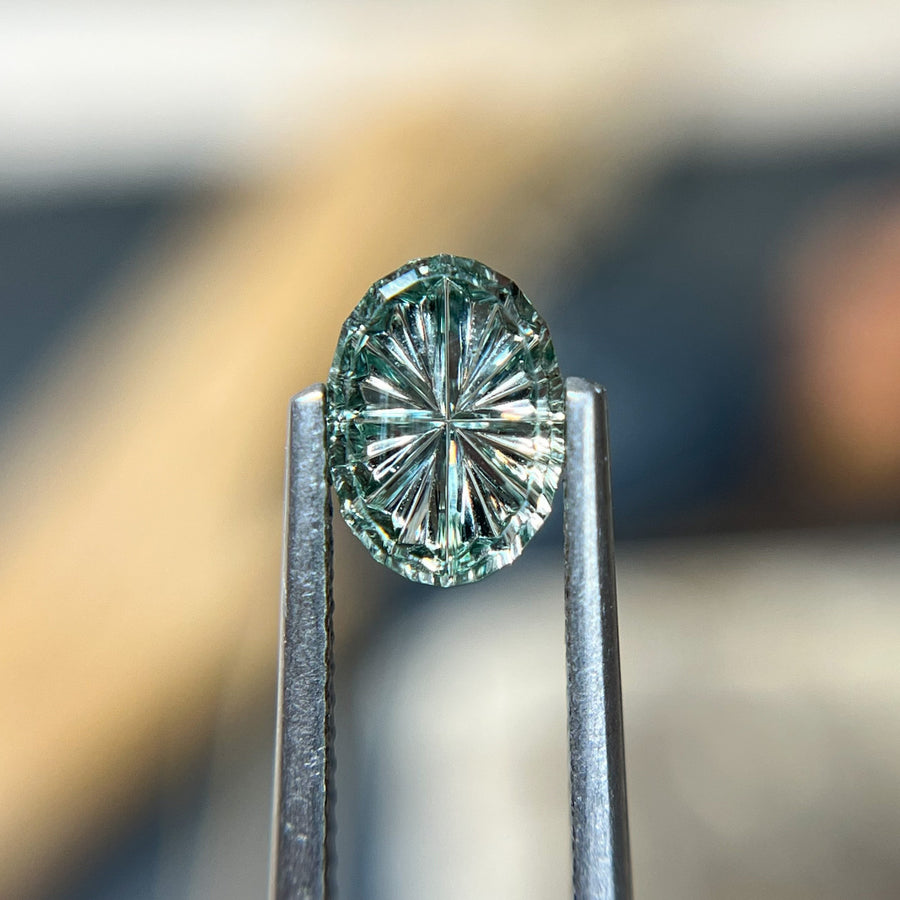 Oval Blue Green Montana Sapphire StarBrite™ Cut by John Dyer