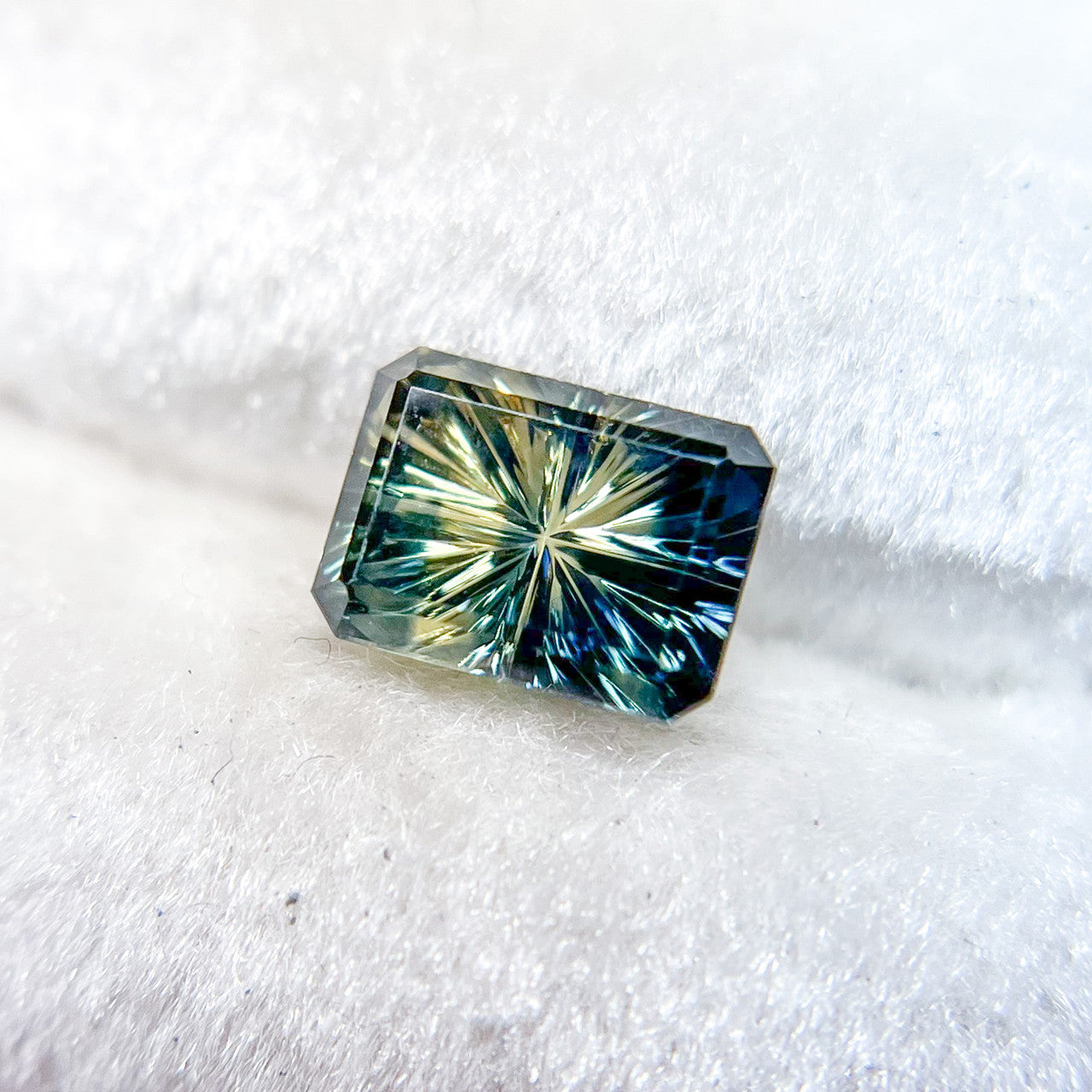 Parti Color Teal Lime Green Australian Sapphire Starbrite™ Cut by John Dyer