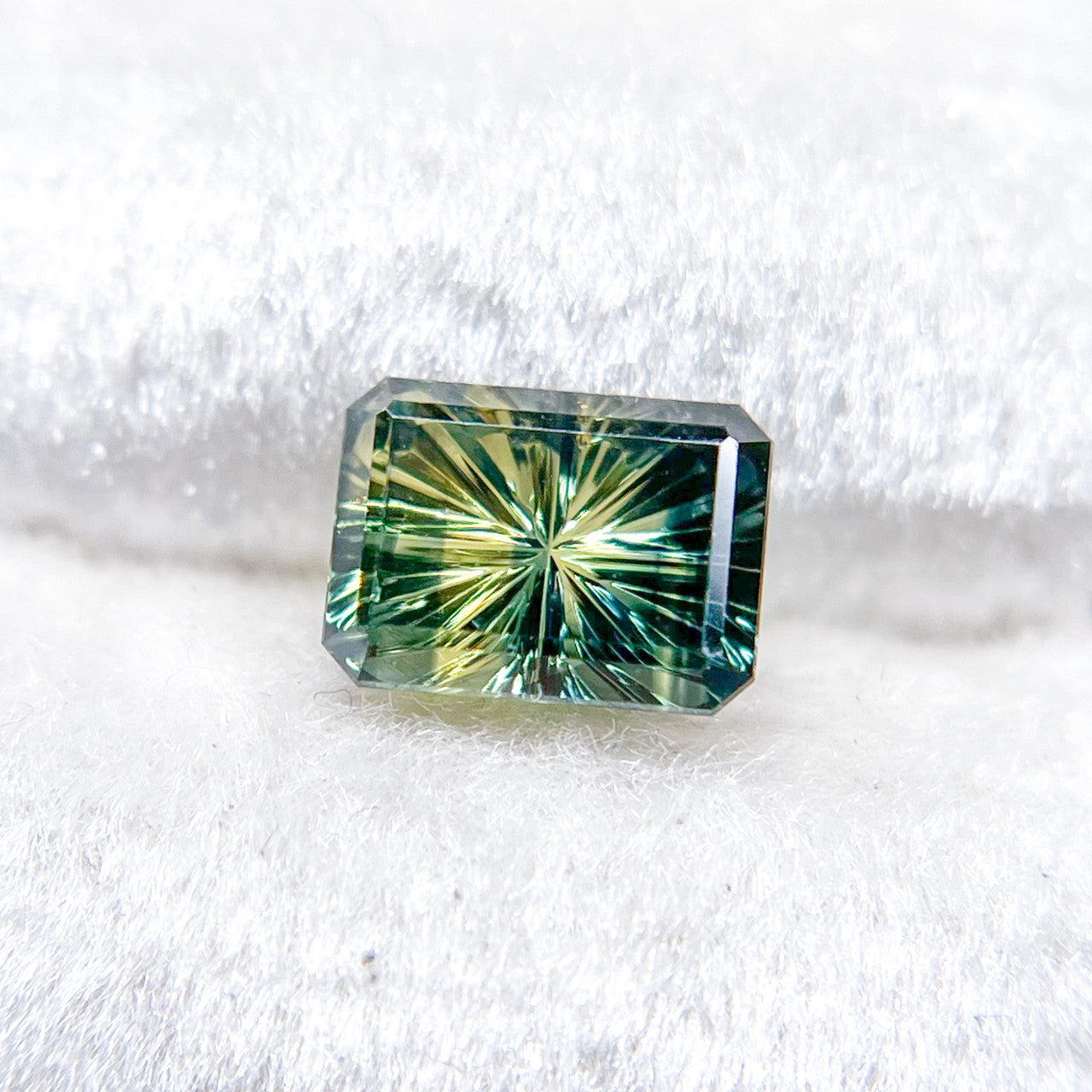 Parti Color Teal Lime Green Australian Sapphire Starbrite™ Cut by John Dyer