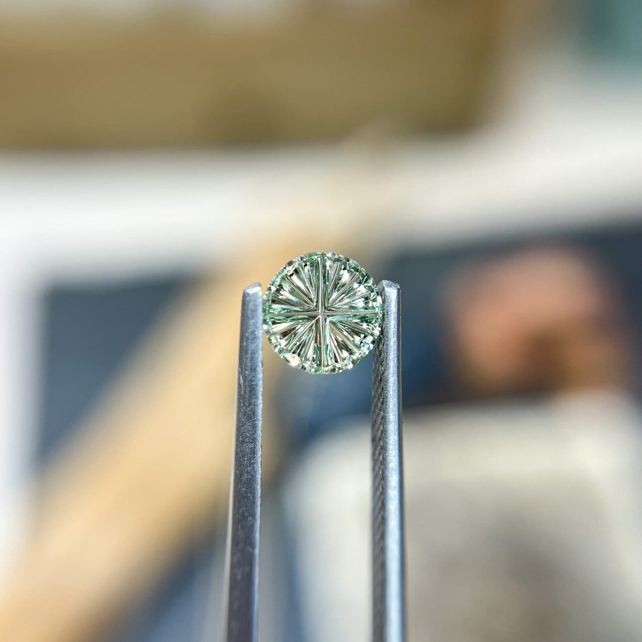 Light Green Round Montana Sapphire StarBrite™ Cut by John Dyer