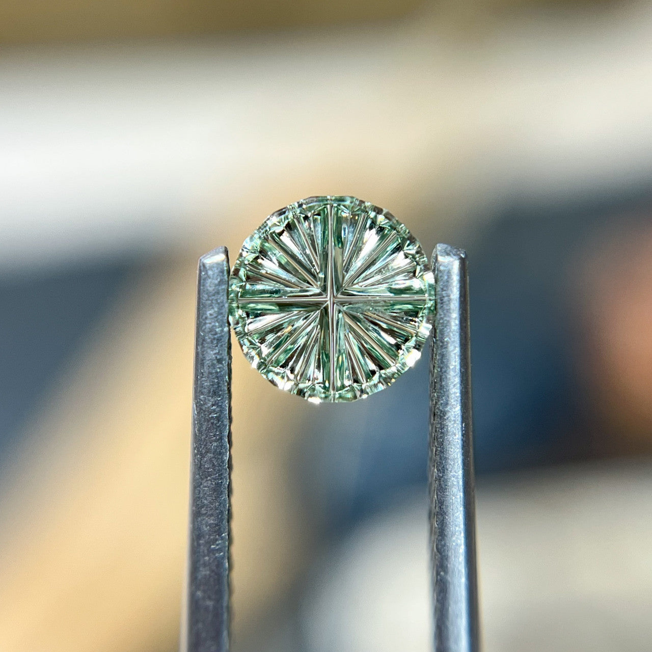 Light Green Round Montana Sapphire StarBrite™ Cut by John Dyer