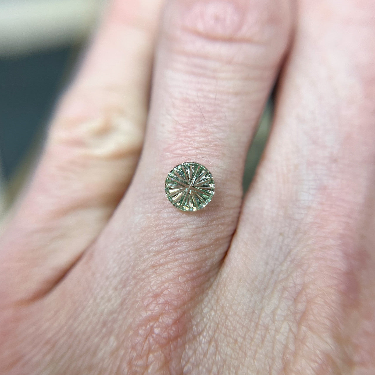 Light Green Round Montana Sapphire StarBrite™ Cut by John Dyer