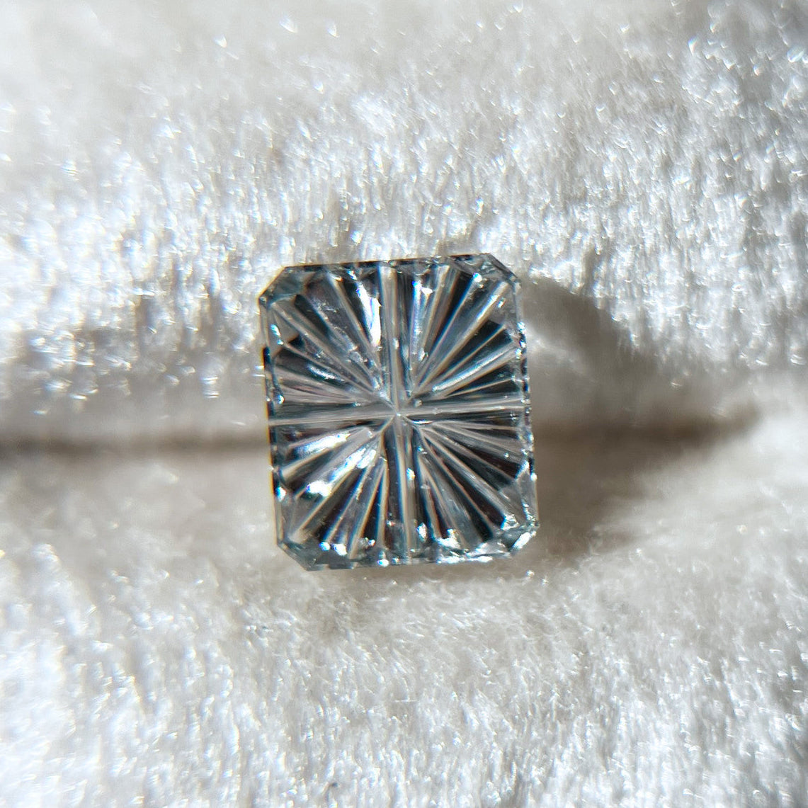 Silvery Blue Rectangular Montana Sapphire StarBrite™ Cut by John Dyer