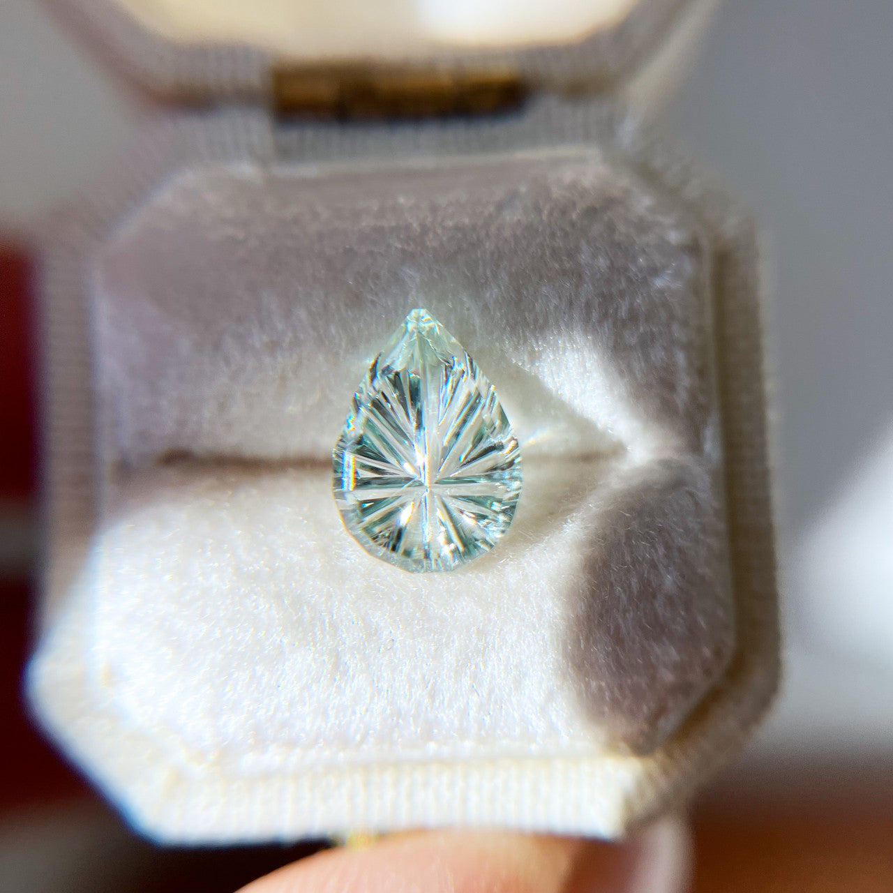 Large Teardrop Blue Green Montana Sapphire StarBrite™ Cut by John Dyer