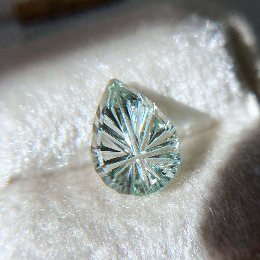 Large Teardrop Blue Green Montana Sapphire StarBrite™ Cut by John Dyer