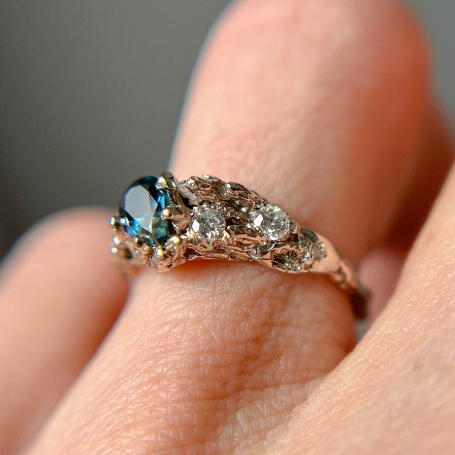 Limited Edition Juniper Teal Sapphire Cluster Ring