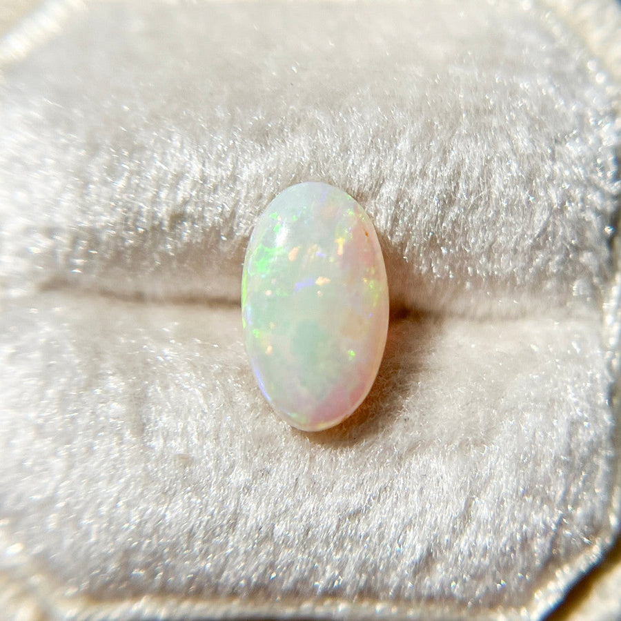 White Australian Elongated Oval Opal