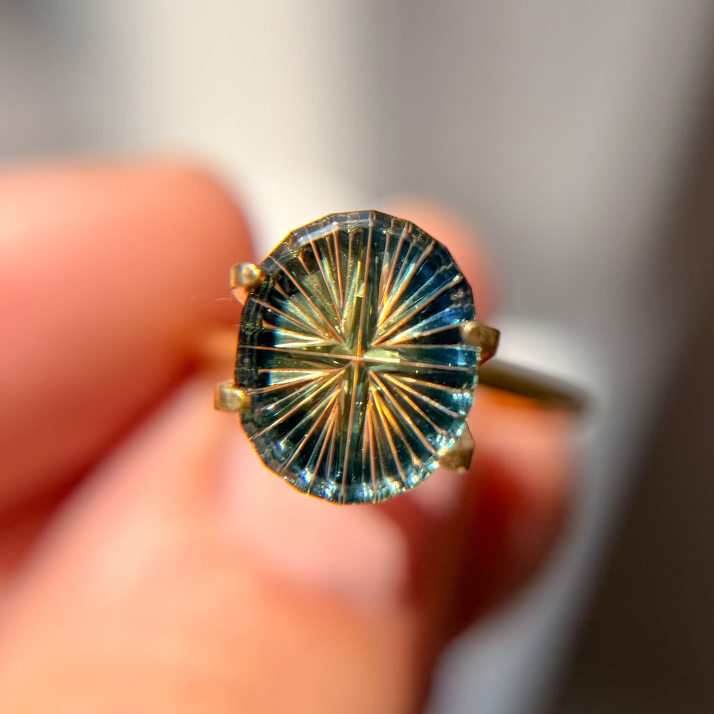Bright Blue Yellow Australian Sapphire Starbrite™ Cut by John Dyer