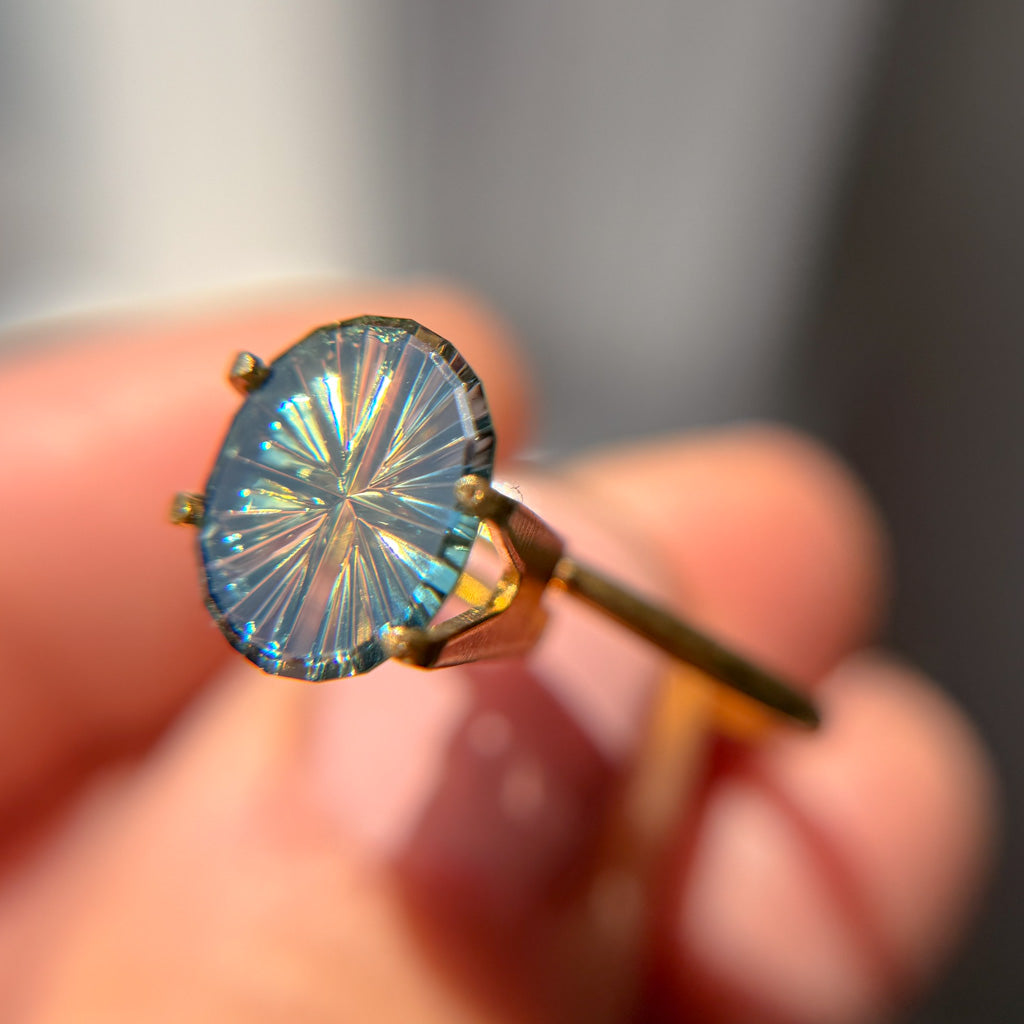 Bright Blue Yellow Australian Sapphire Starbrite™ Cut by John Dyer