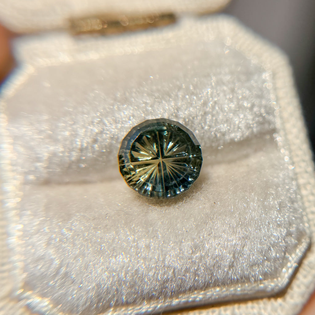 Parti Color Tropical Teal Yellow Sapphire Starbrite™ Cut by John Dyer