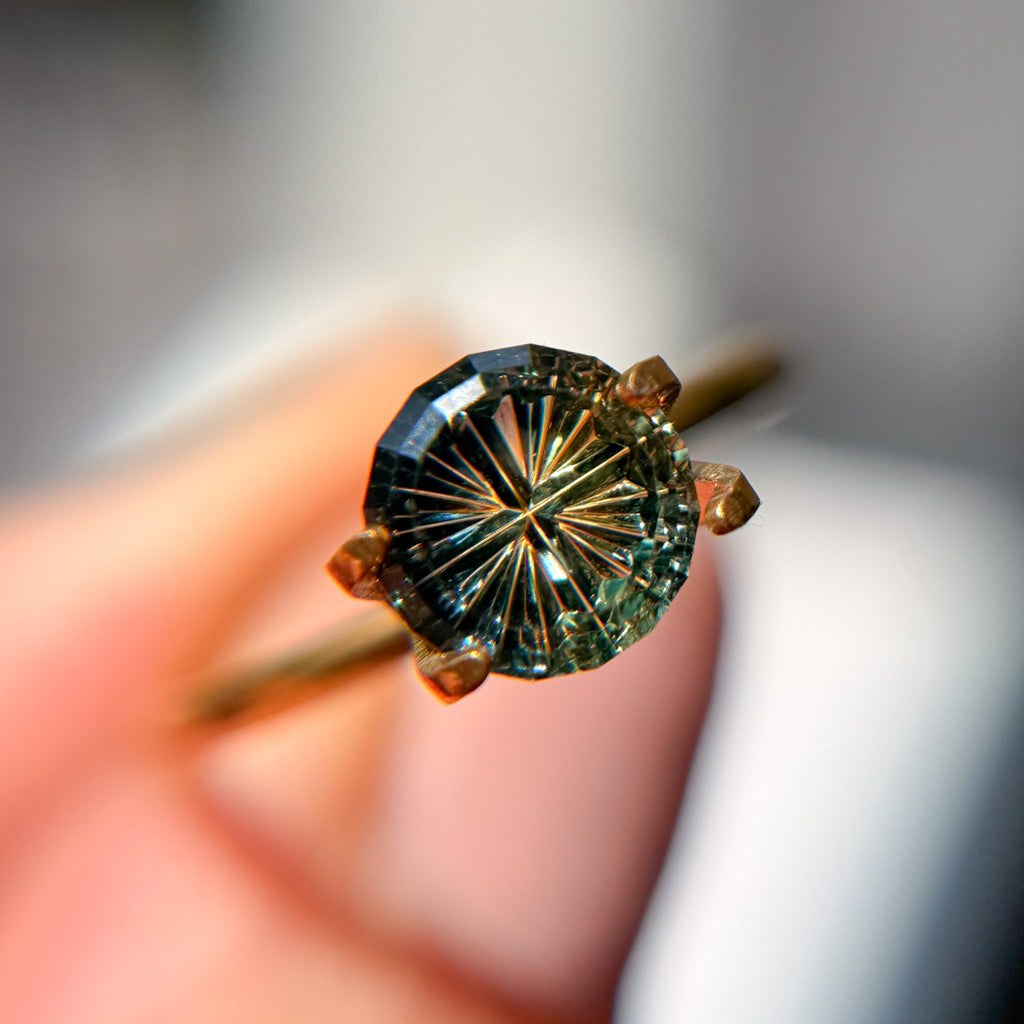 Parti Color Tropical Teal Yellow Sapphire Starbrite™ Cut by John Dyer