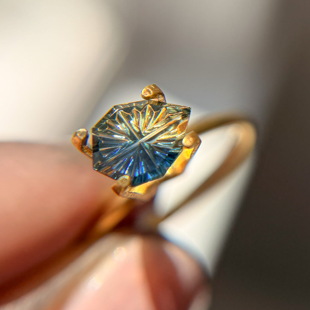 Parti Color Bright Yellow Blue Australian Sapphire by Kosnar Gems