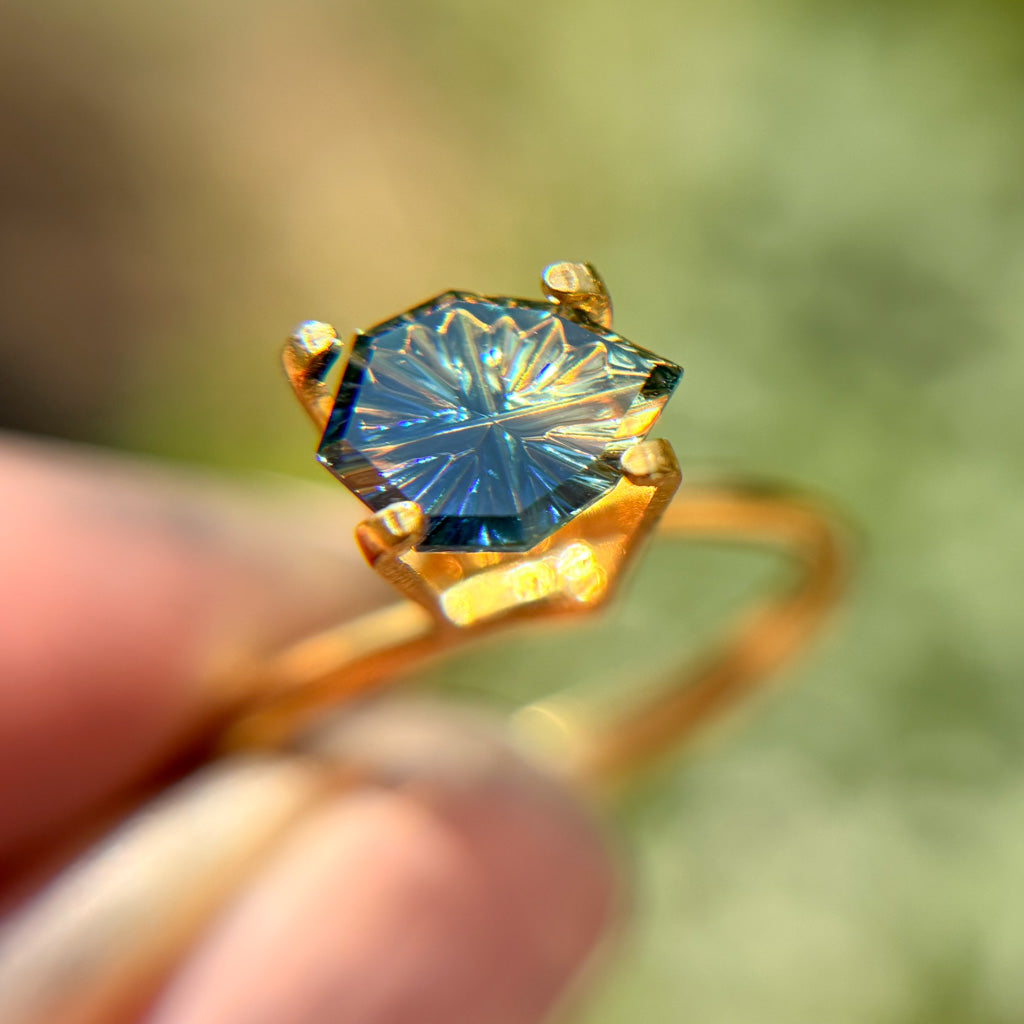 Parti Color Bright Yellow Blue Australian Sapphire by Kosnar Gems