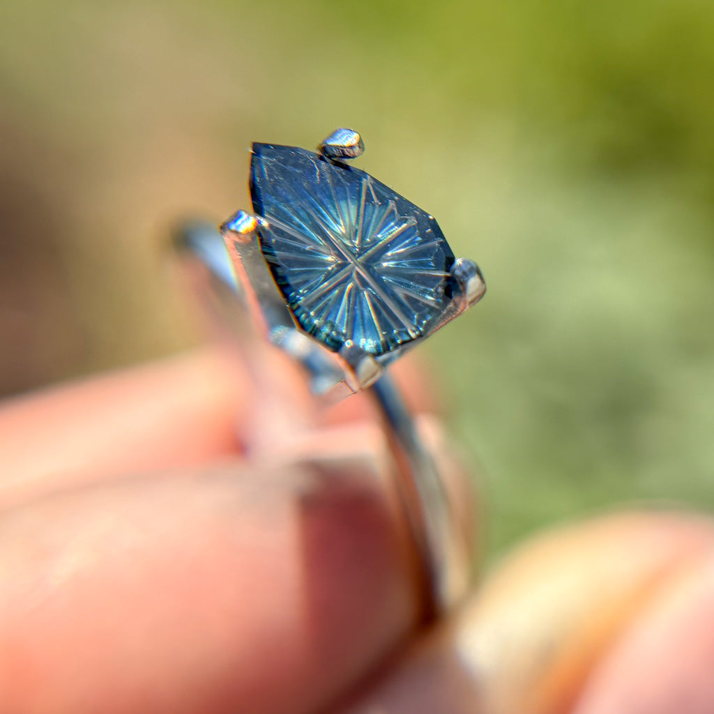 Pear Cut Bicolor Teal Blue Australian Sapphire by Kosnar Gems