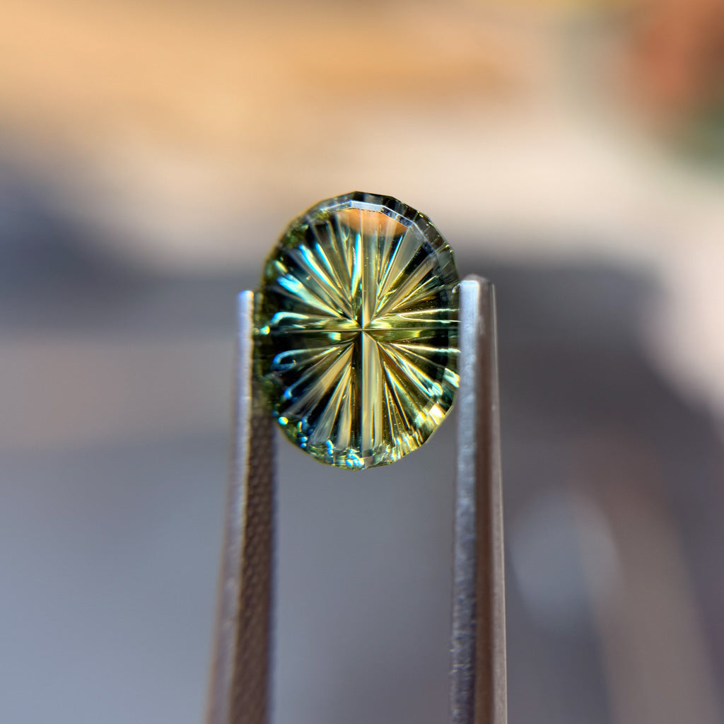 Bright Blue Yellow Australian Sapphire Starbrite™ Cut by John Dyer