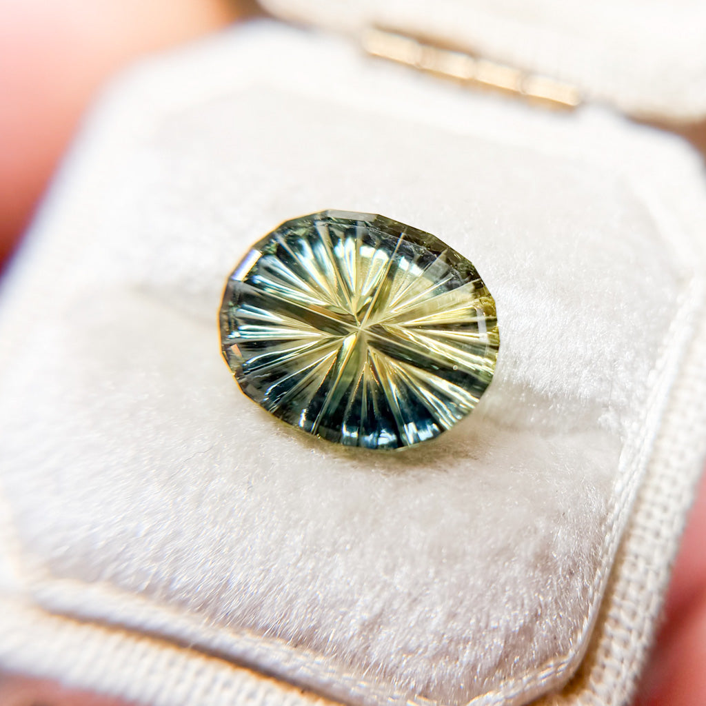 Bright Blue Yellow Australian Sapphire Starbrite™ Cut by John Dyer