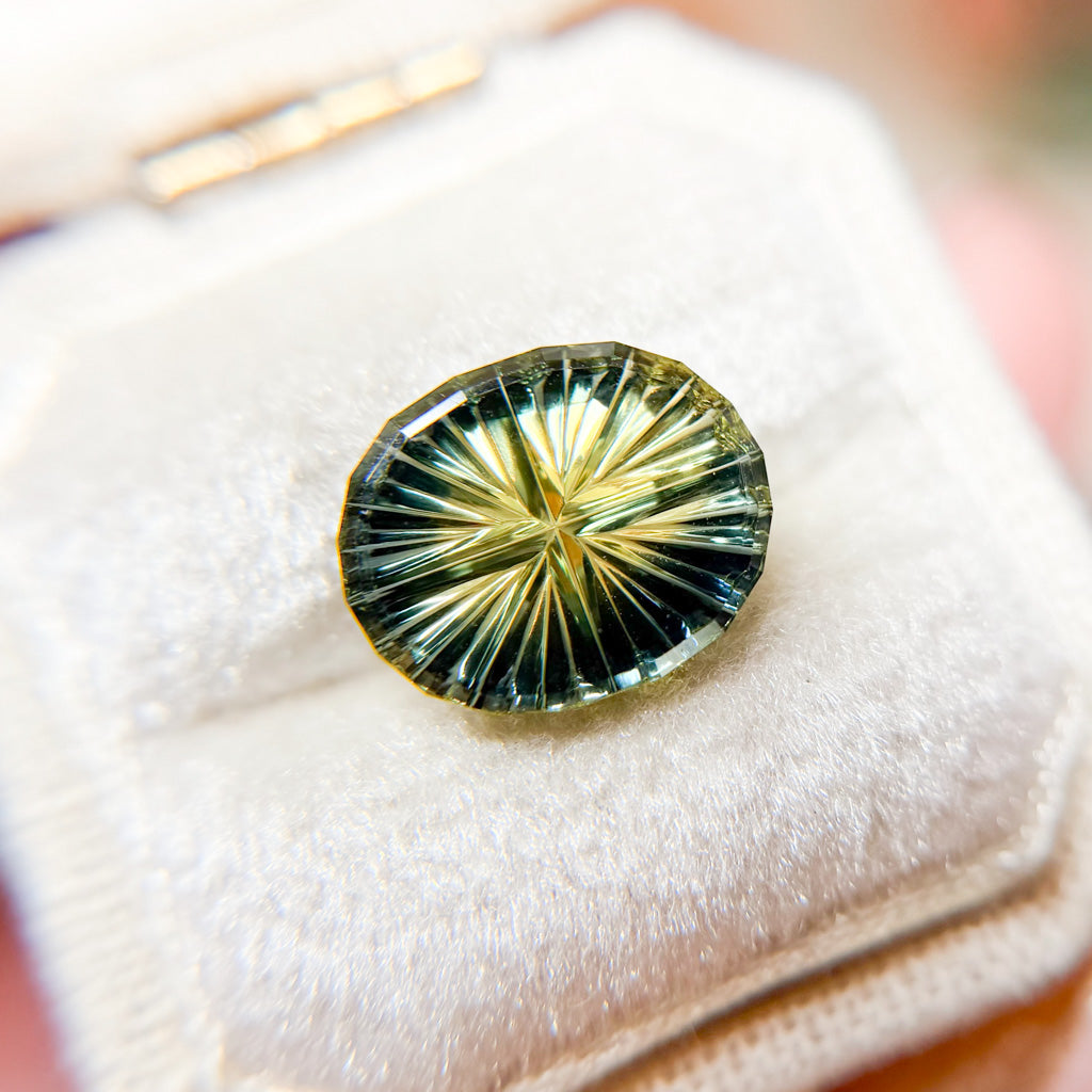 Bright Blue Yellow Australian Sapphire Starbrite™ Cut by John Dyer