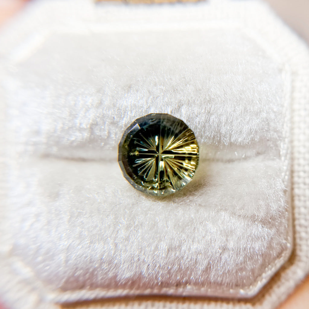 Parti Color Tropical Teal Yellow Sapphire Starbrite™ Cut by John Dyer