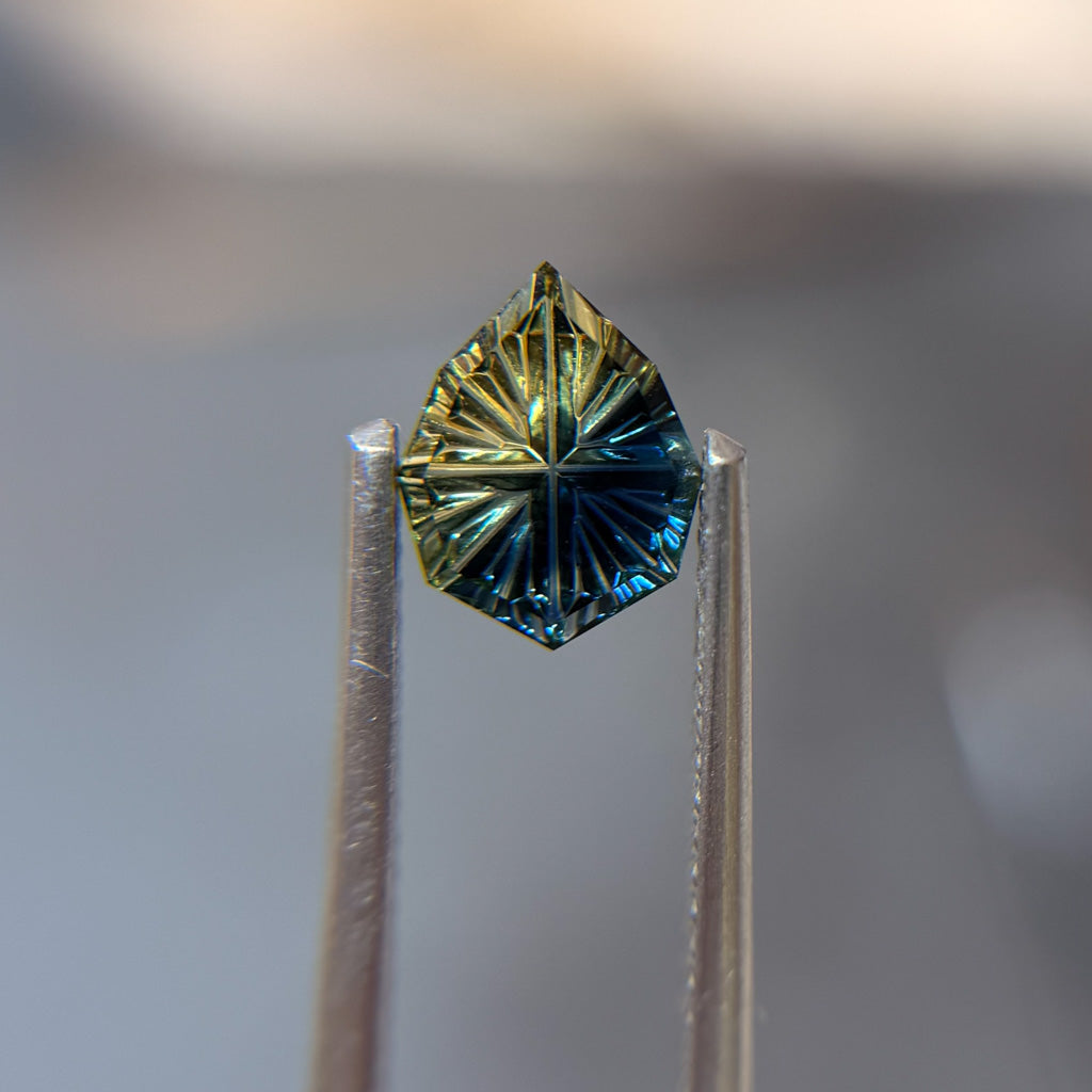 Parti Color Bright Yellow Blue Australian Sapphire by Kosnar Gems