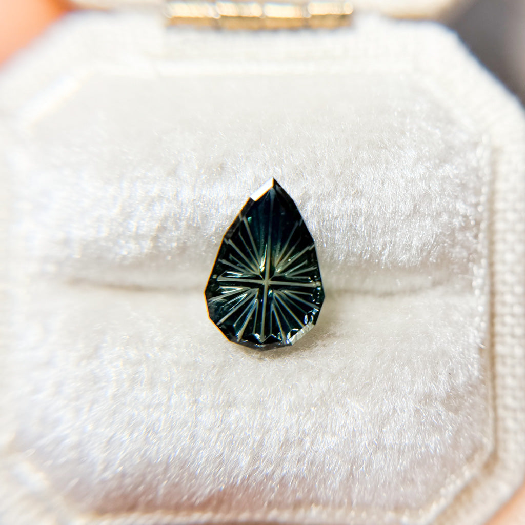 Pear Cut Bicolor Teal Blue Australian Sapphire by Kosnar Gems