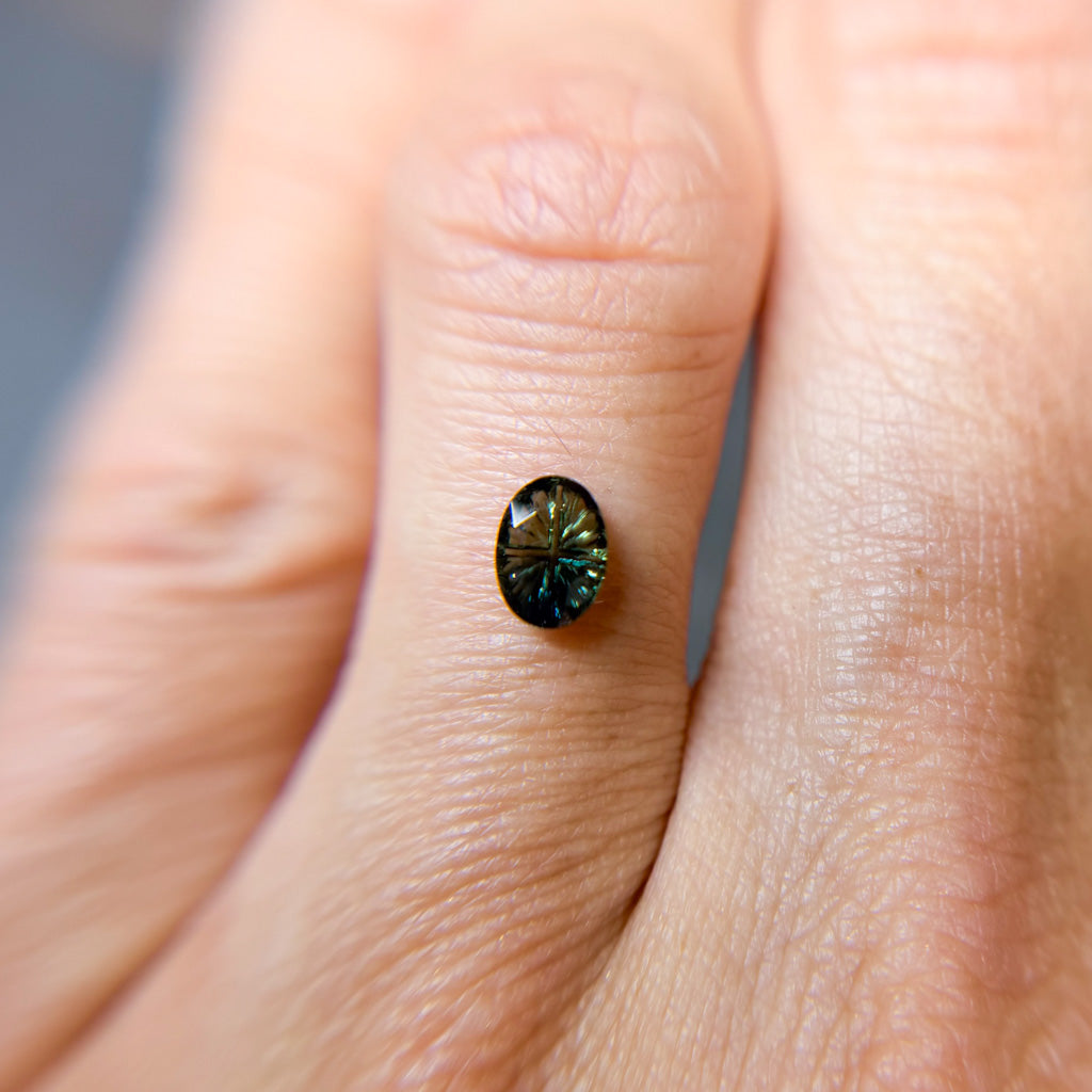 Parti Color Pine Green Fantasy Cut Sapphire