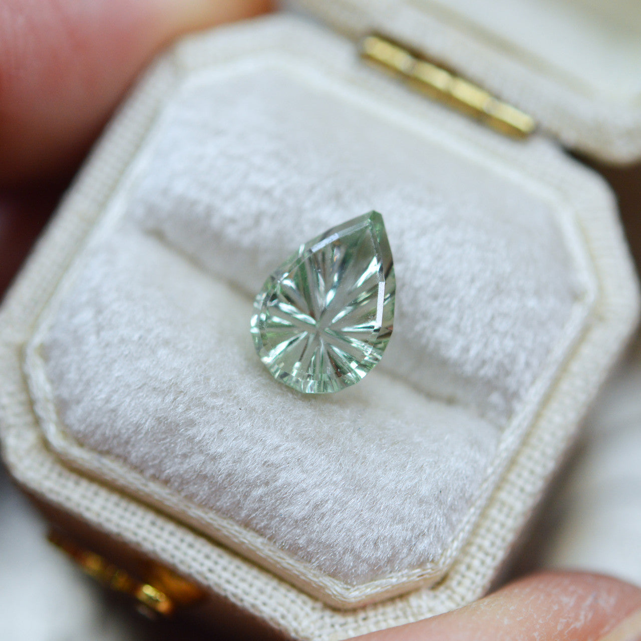 Large Teardrop Blue Green Montana Sapphire StarBrite™ Cut by John Dyer