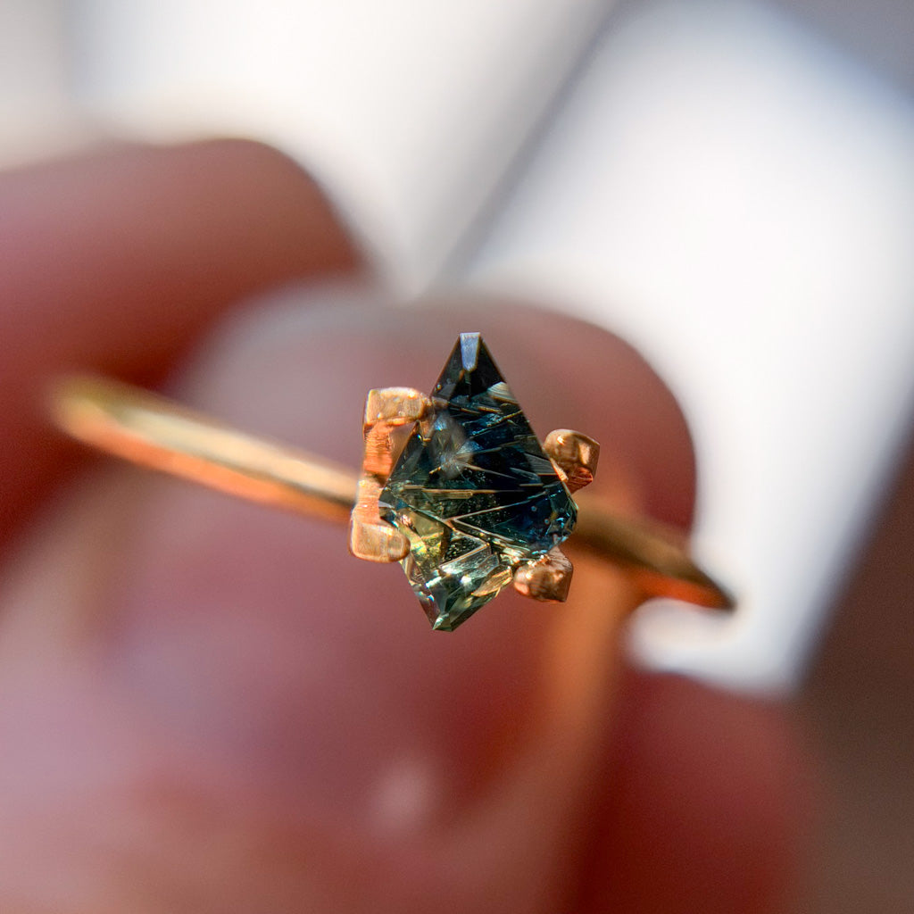 Parti Color Abyssal Teal Australian Sapphire Dreamscape™ Cut by John Dyer