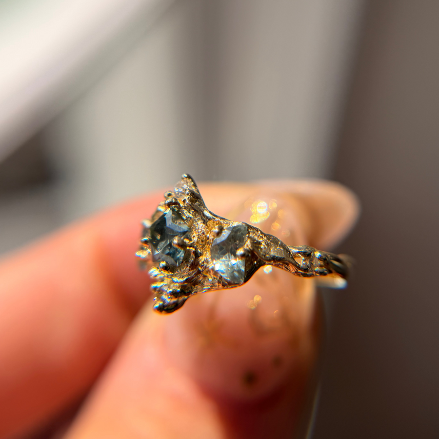 OOAK - Celestine Moon & Star Ring