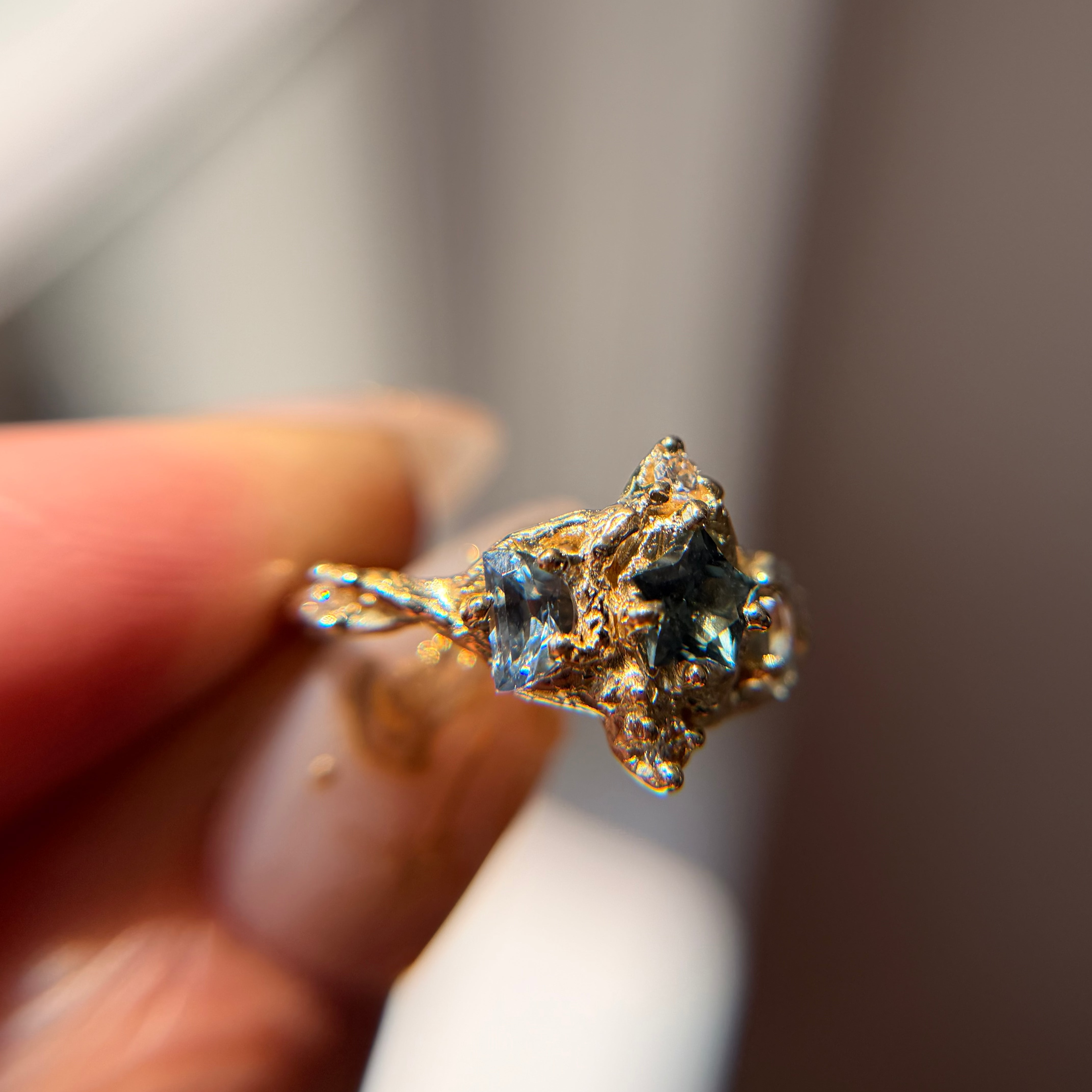 OOAK - Celestine Moon & Star Ring