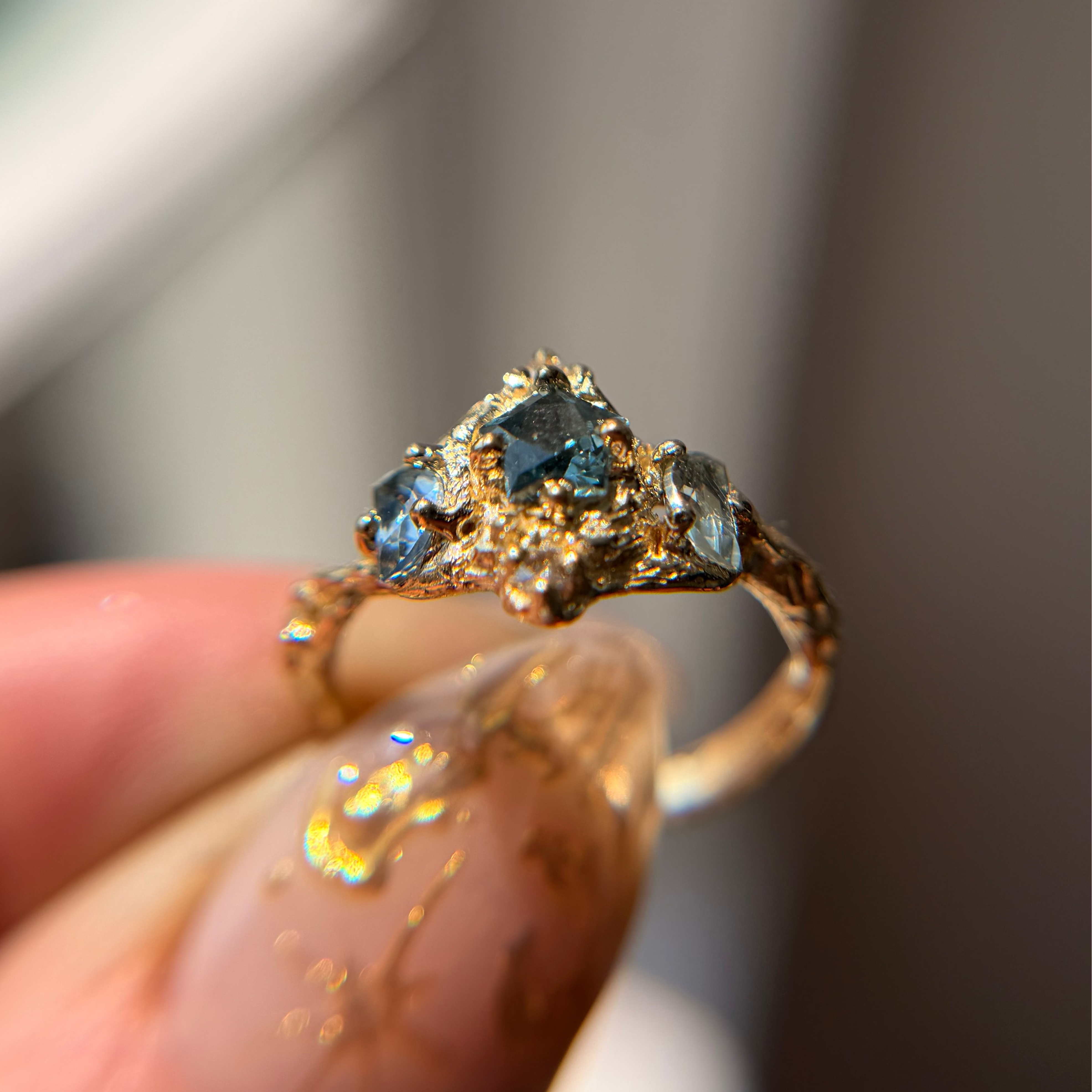 OOAK - Celestine Moon & Star Ring
