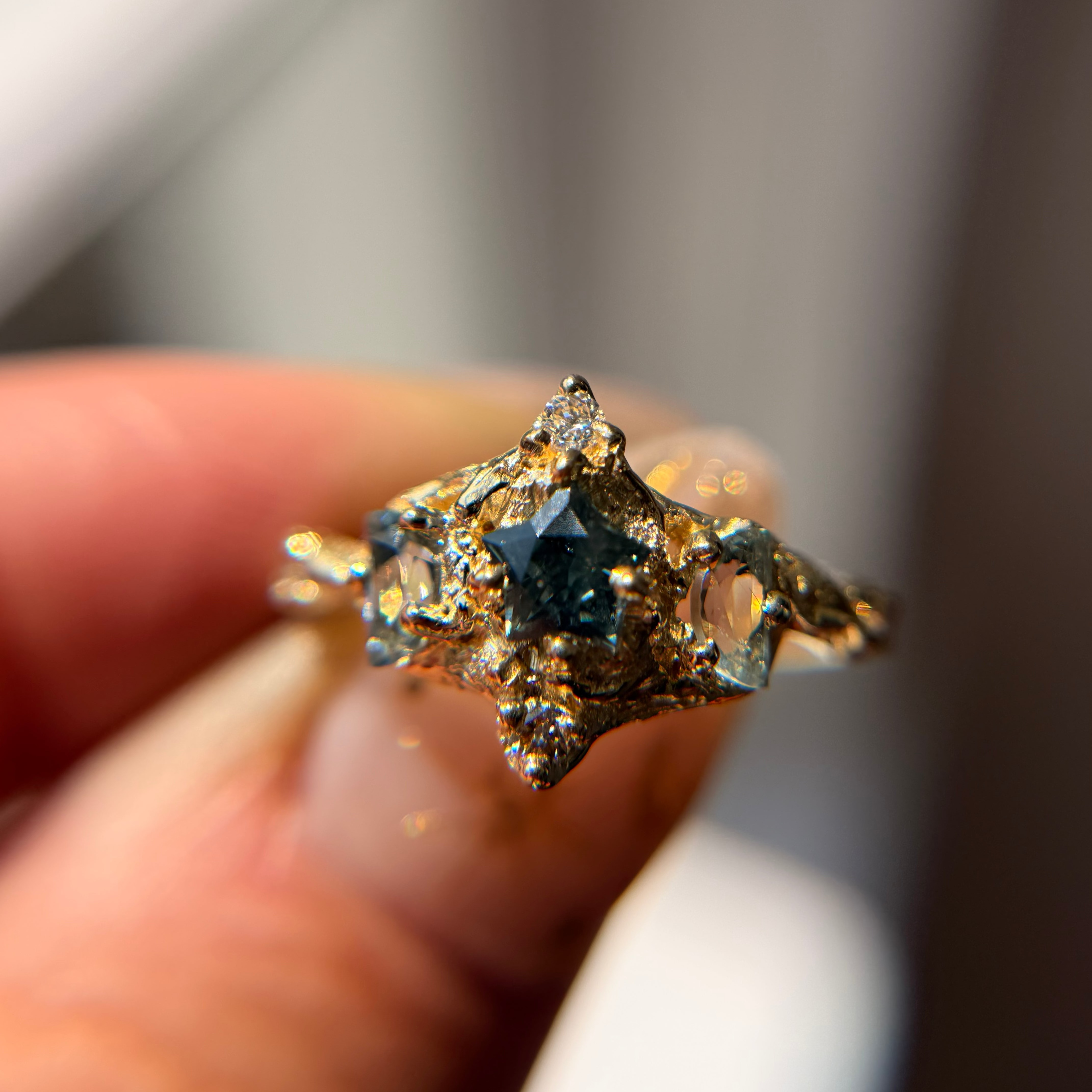 OOAK - Celestine Moon & Star Ring