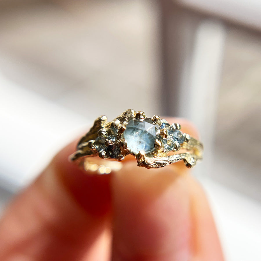 OOAK - Feyre Rose Cut Montana Sapphire Ring