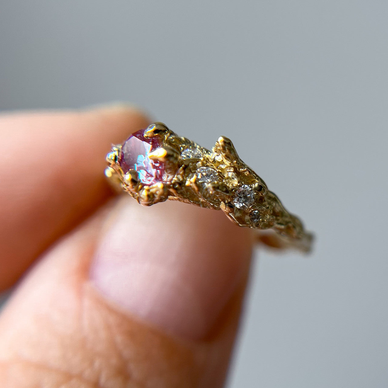 14K Yellow Gold Juniper Alexandrite Cluster Ring