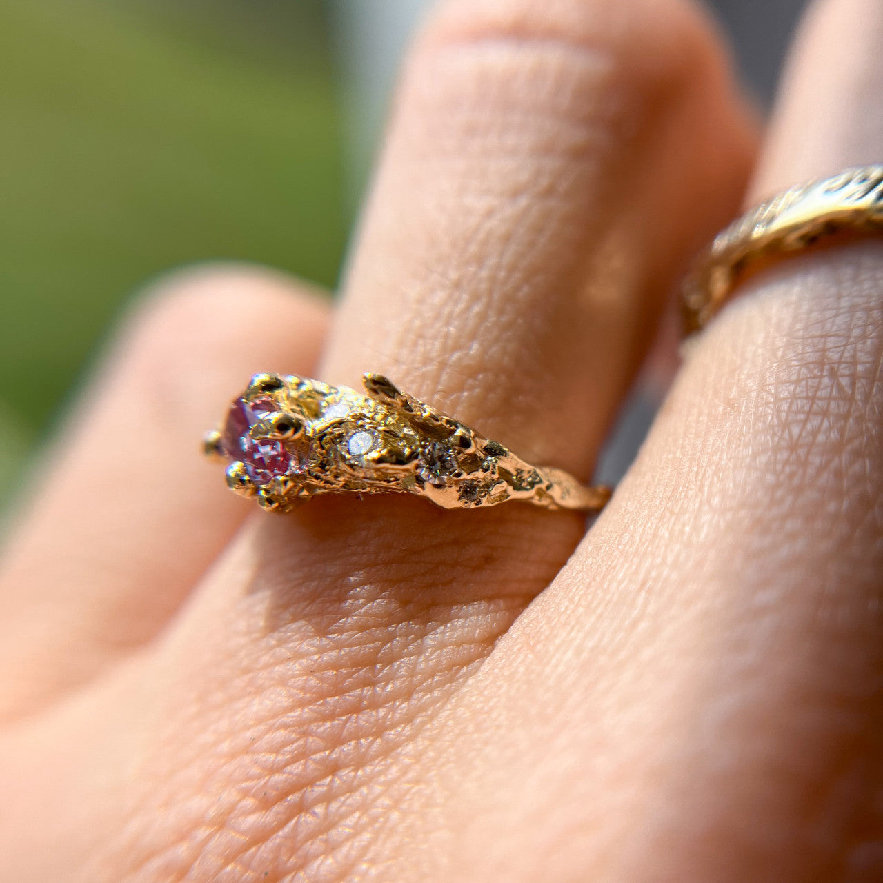 14K Yellow Gold Juniper Alexandrite Cluster Ring