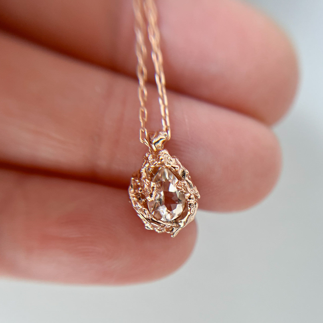 Naples Morganite Teardrop Necklace