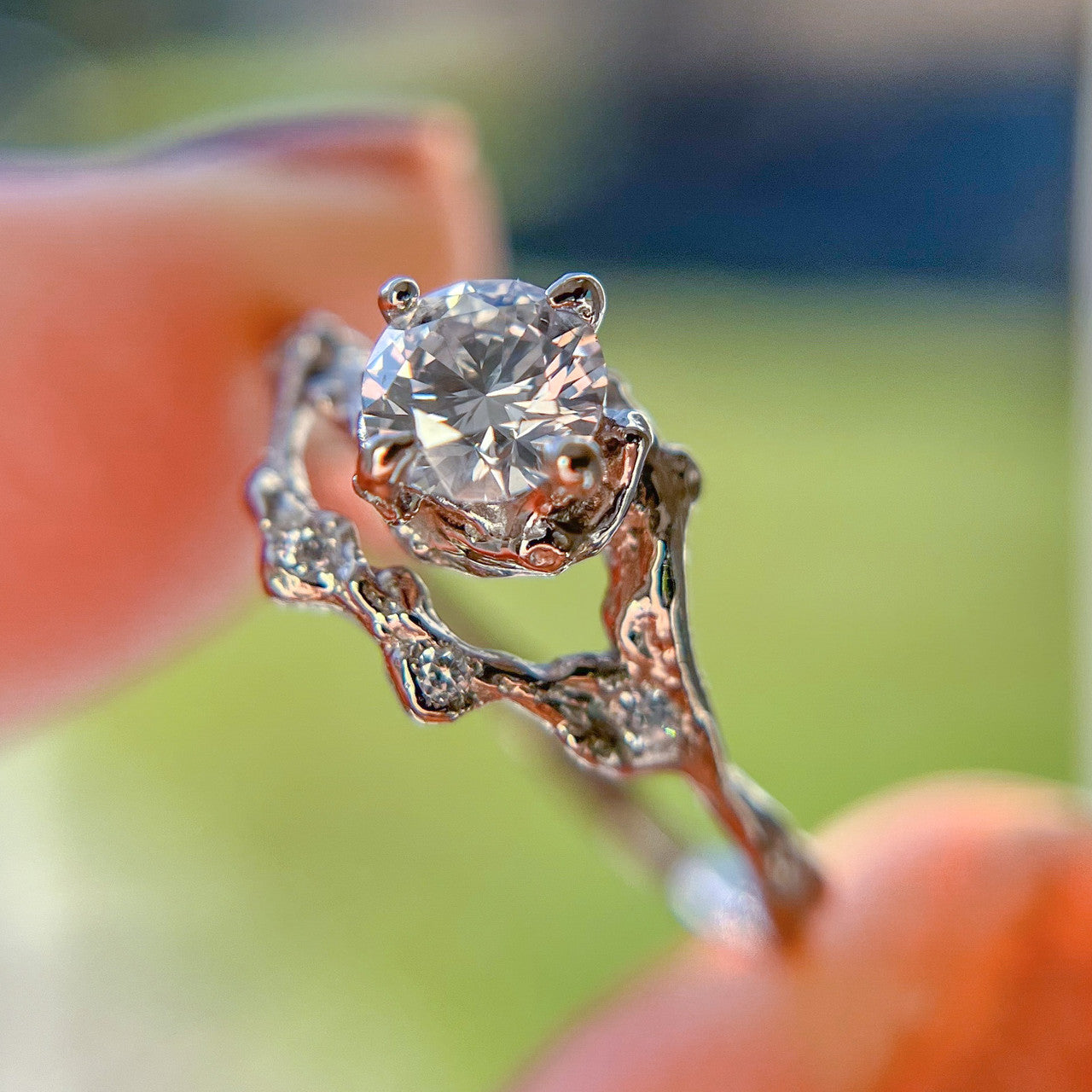 Demi Naples Moissanite Half Halo Ring