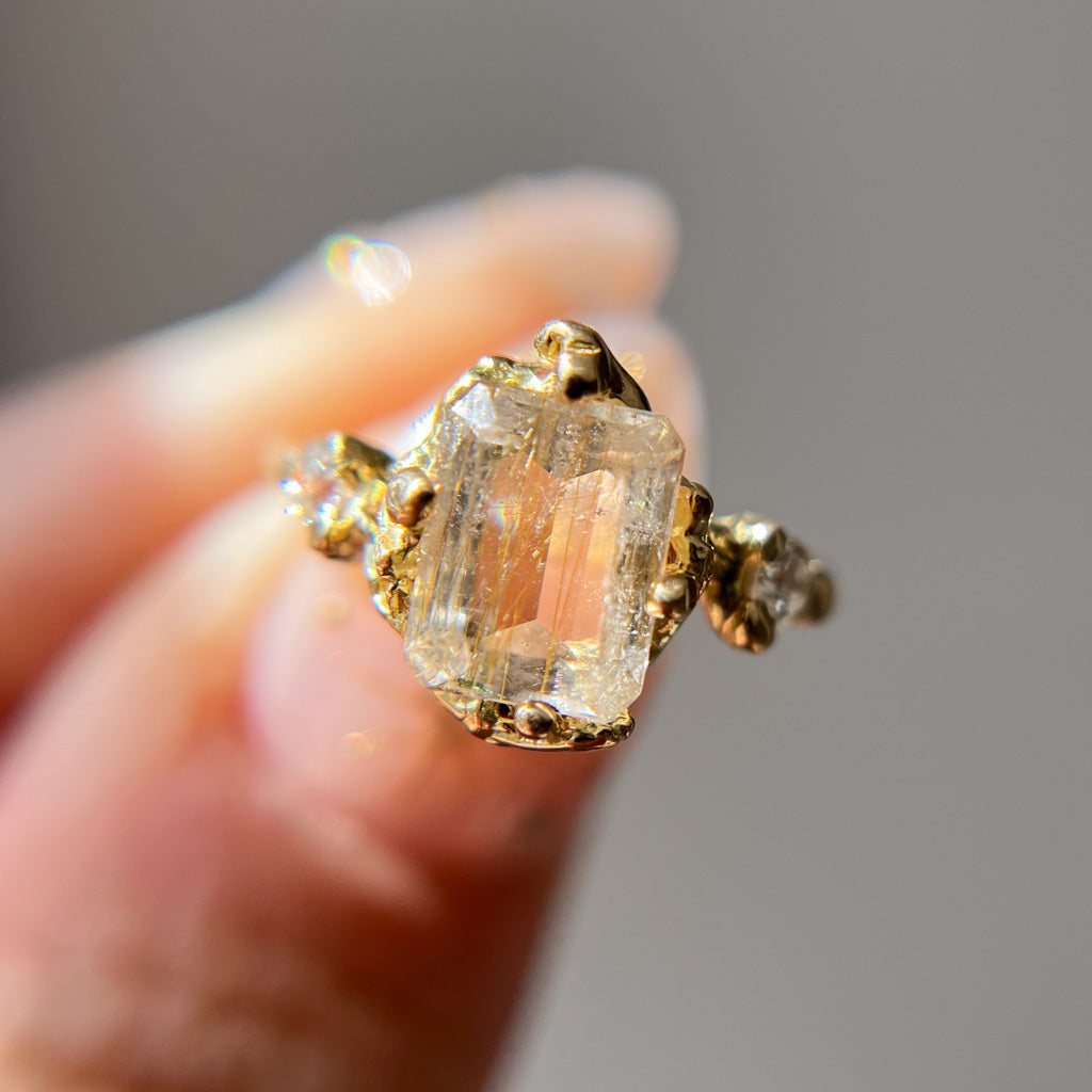 Naples Rutilated Quartz Trio Ring - READY TO SHIP