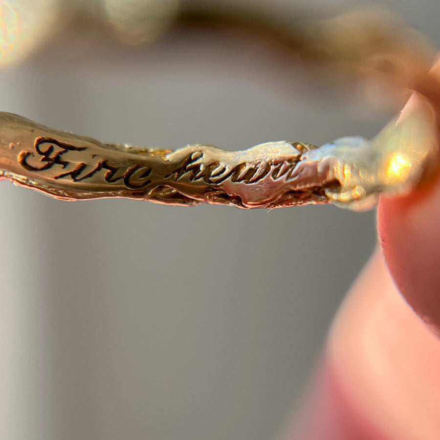 14K Yellow Gold Woodland Fireheart Signet Band