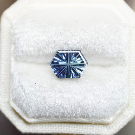 Brilliant Teal Blue Hexagon Sapphire StarBrite™ Cut by  John Dyer