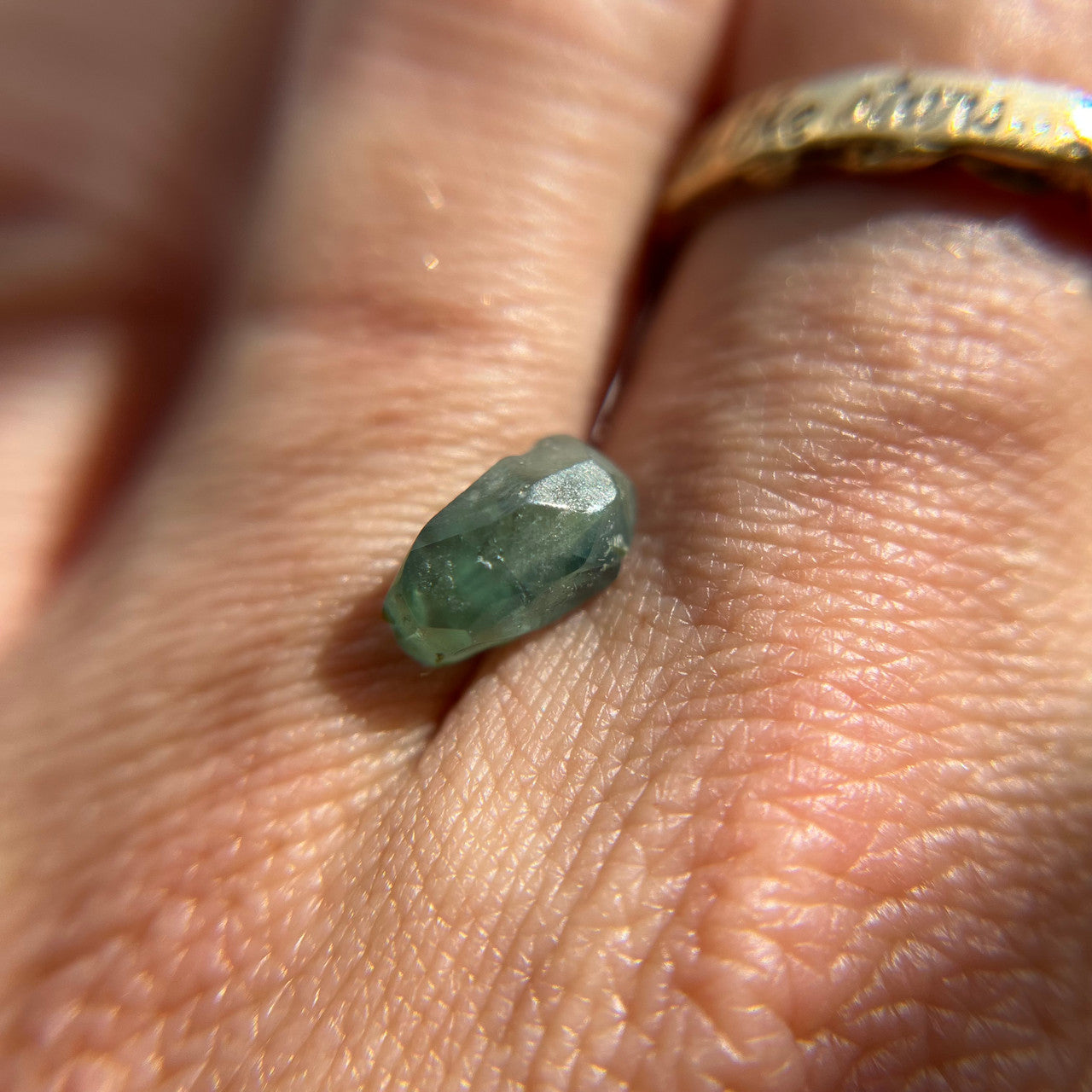 Organically Faceted Oval Rough Australian Blue Green Sapphire