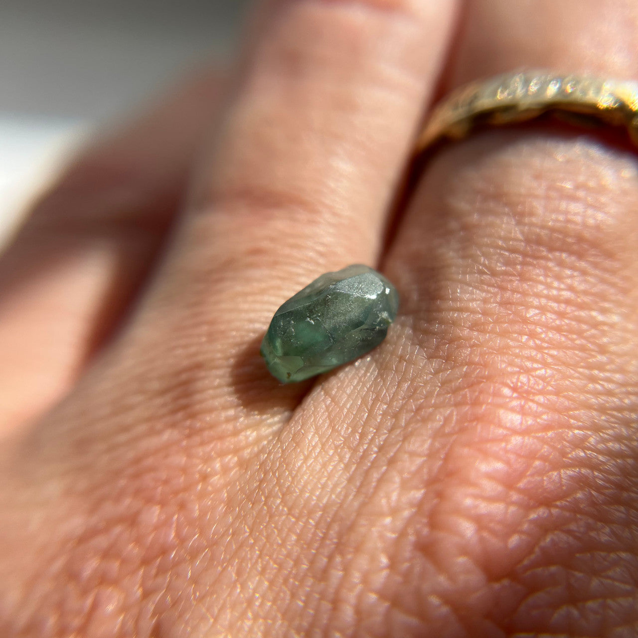 Organically Faceted Oval Rough Australian Blue Green Sapphire