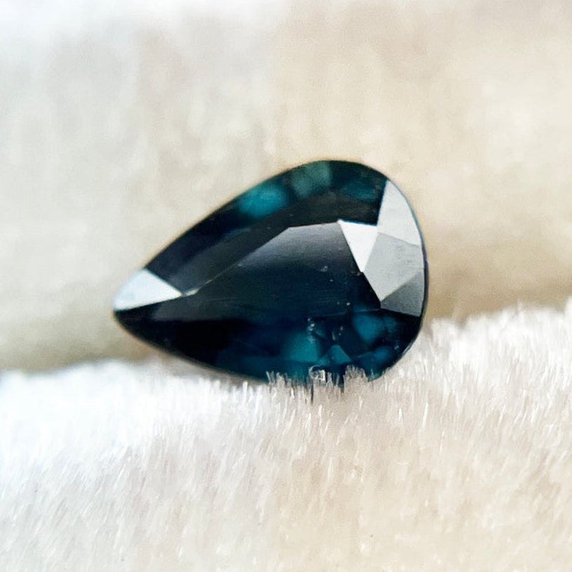 Dark Teal Blue Pear Cut Montana Sapphire